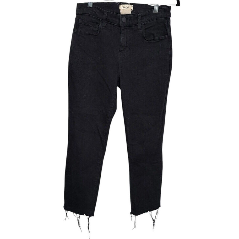 L’agence Black Crop Jeans Size 24 Raw Hem